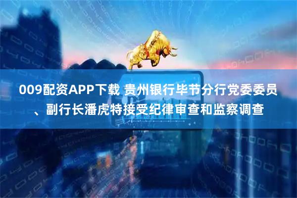 009配资APP下载 贵州银行毕节分行党委委员、副行长潘虎特接受纪律审查和监察调查